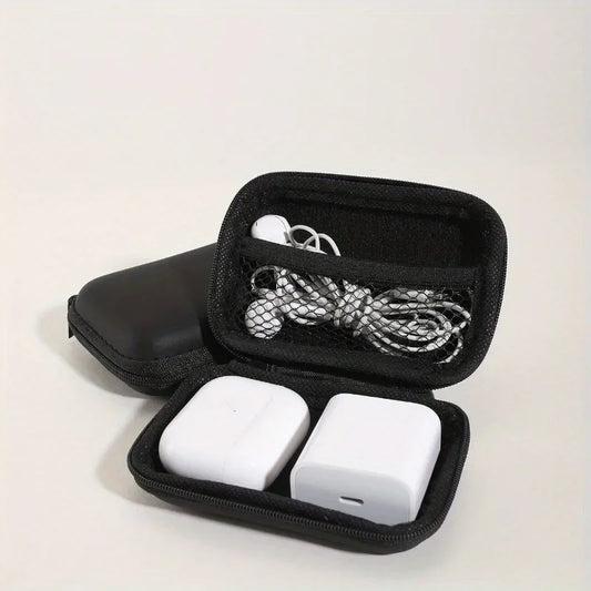 Cable Storage Box, Portable Fabric Zipper Case for Headphones, Data Cables, Chargers and Hard Drives - product view 1