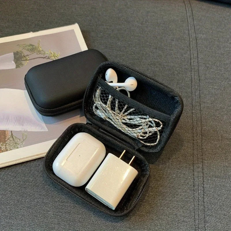 Cable Storage Box, Portable Fabric Zipper Case for Headphones, Data Cables, Chargers and Hard Drives - product view 2