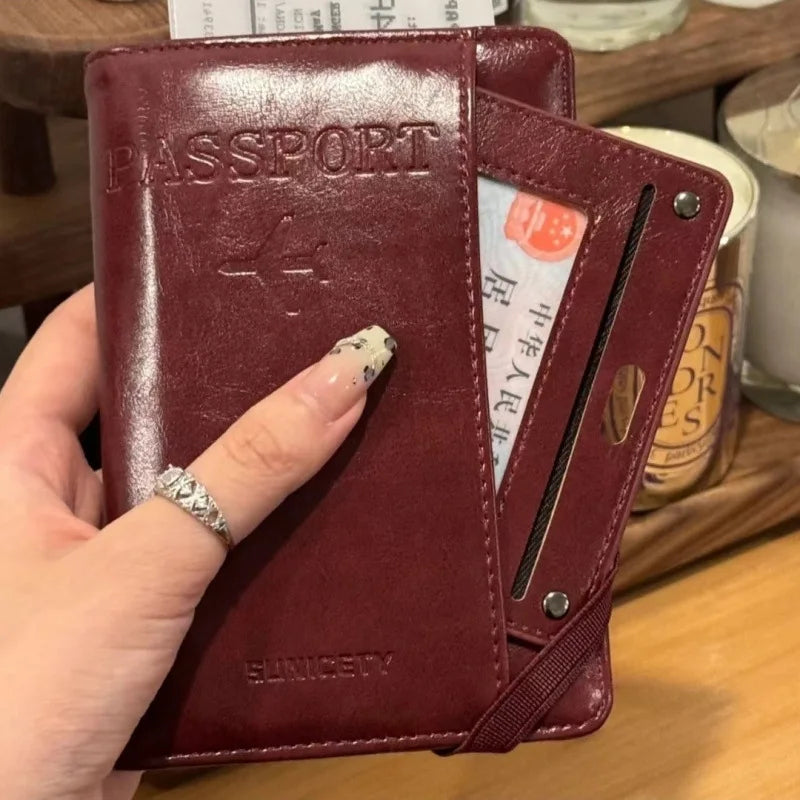RFID-Blocking Passport Wallet, PU Document Case with Card Storage for Daily Use and Travel, Five Color Options - product view 1