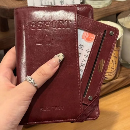RFID-Blocking Passport Wallet, PU Document Case with Card Storage for Daily Use and Travel, Five Color Options - product view 1