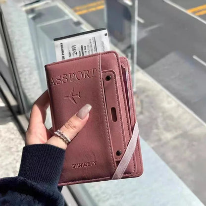 RFID-Blocking Passport Wallet, PU Document Case with Card Storage for Daily Use and Travel, Five Color Options - product view 2