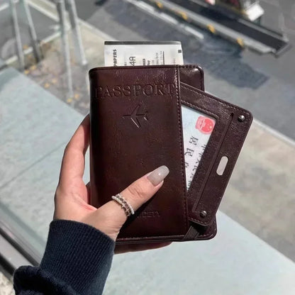 RFID-Blocking Passport Wallet, PU Document Case with Card Storage for Daily Use and Travel, Five Color Options - product view 6
