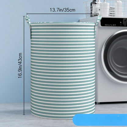 Foldable Striped Laundry Basket, Reusable Round Non-Woven Fabric Organizer with Handles, Small, Medium and Large Sizes - product view 3