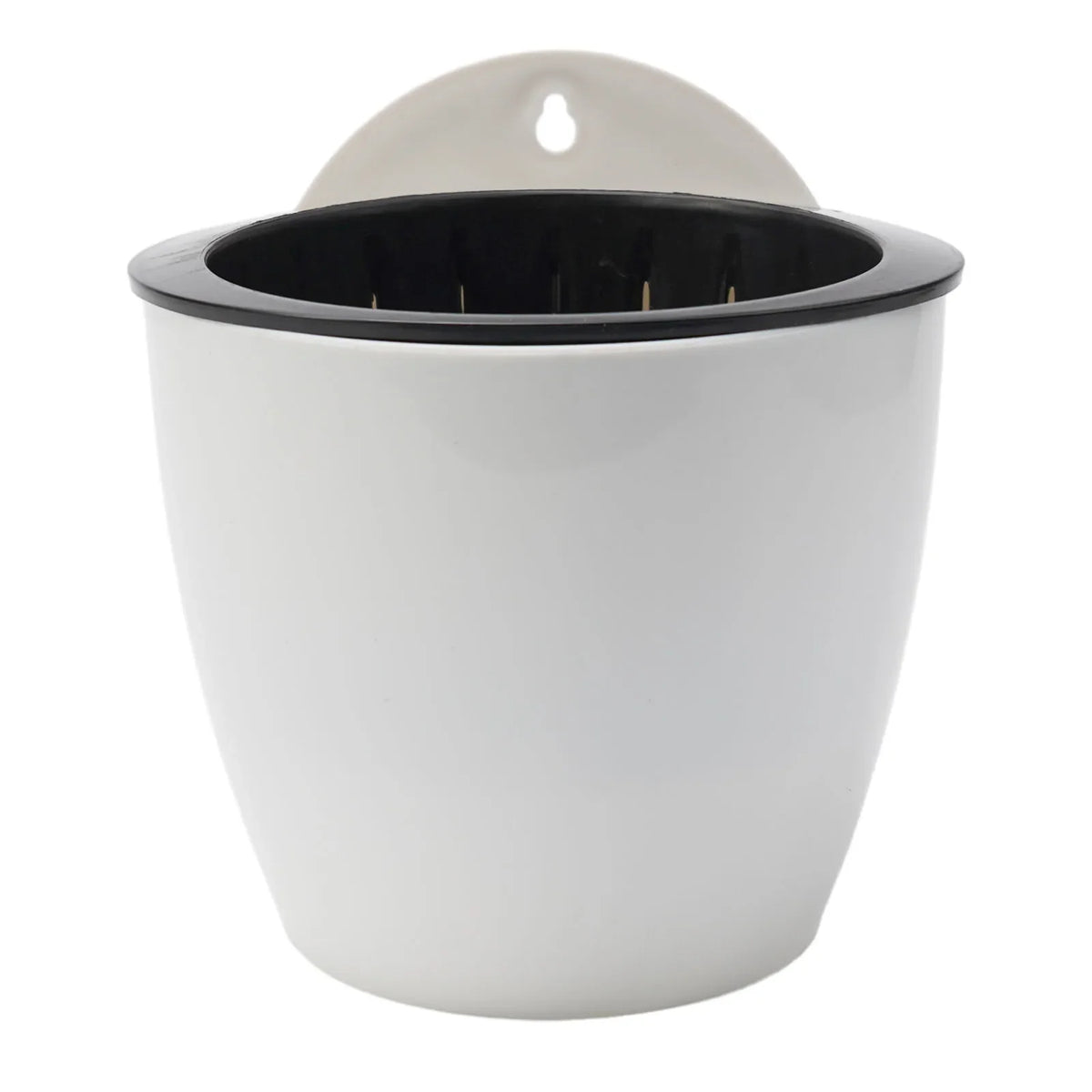 Hanging Balcony Planter, Wall-Mounted Plastic Pot with Inner Basket, Cotton-Wick Watering for Soil or Hydroponic Plants - product view 1