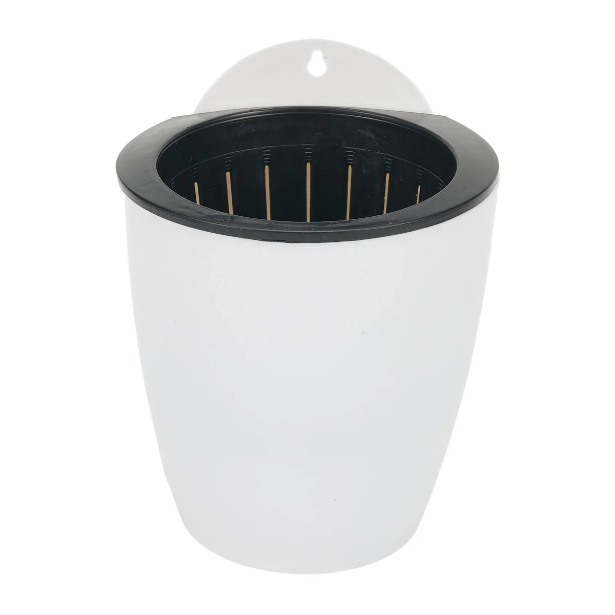 Hanging Balcony Planter, Wall-Mounted Plastic Pot with Inner Basket, Cotton-Wick Watering for Soil or Hydroponic Plants - product view 3