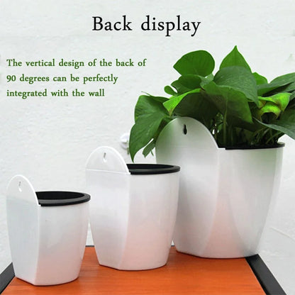 Hanging Balcony Planter, Wall-Mounted Plastic Pot with Inner Basket, Cotton-Wick Watering for Soil or Hydroponic Plants - product view 6