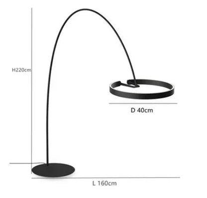 Arched Floor Lamp, Italian Arc LED Ring Light with Touch Switch, Iron Body, 40 or 60cm Shade Options for Dining Rooms - product view 3