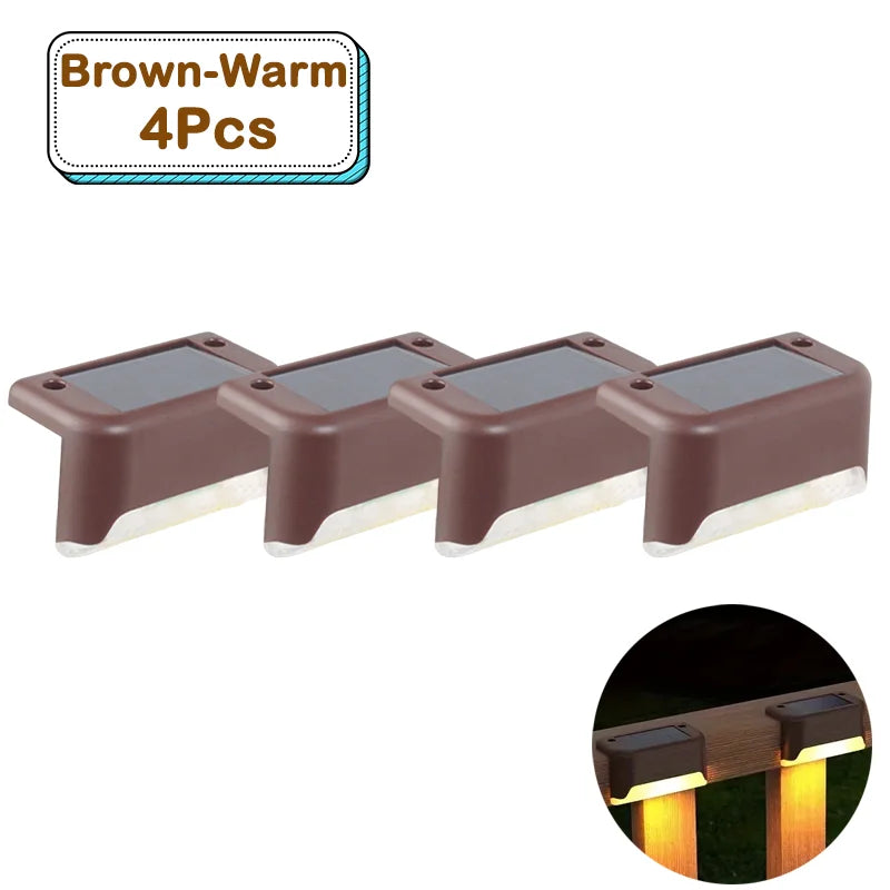 Solar Fence Lights, IP65 Waterproof LED Step Lights, Warm or White Light, 8–10 Hour Runtime for Paths and Patios - product view 1