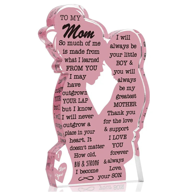 Acrylic Mom Plaque, Mother-Daughter Love Keepsake with Heartfelt Message, 5 x 3 x 0.6 Inch Gift for Mom - product view 2