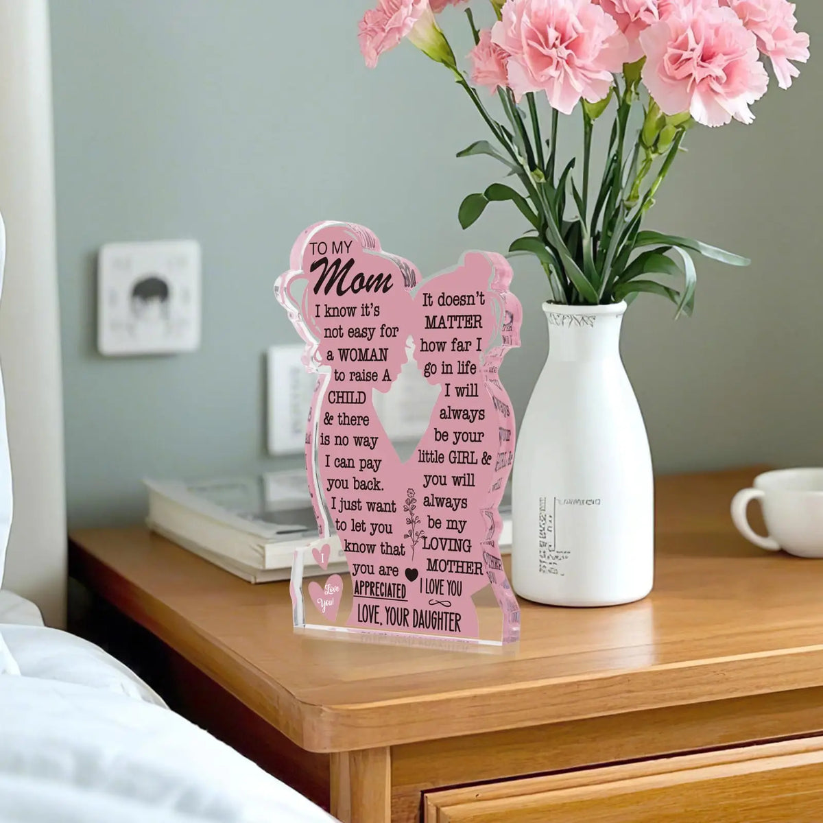 Acrylic Mom Plaque, Mother-Daughter Love Keepsake with Heartfelt Message, 5 x 3 x 0.6 Inch Gift for Mom - product view 6