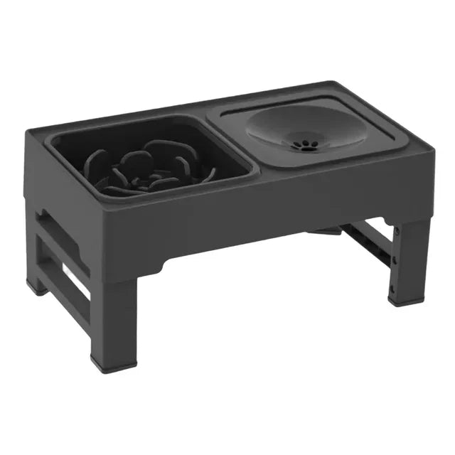 Adjustable Raised Dog Bowl, Slow Feeder and Water Bowl Station, 3.4–11.3in Height, Foldable No-Spill Stand - product view 1