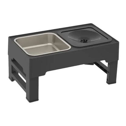 Adjustable Raised Dog Bowl, Slow Feeder and Water Bowl Station, 3.4–11.3in Height, Foldable No-Spill Stand - product view 2