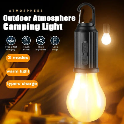Rechargeable Camping Lantern, Warm LED Light, 3 Brightness Levels, USB Type-C, IP65, Hanging Portable Lamp - product view 5