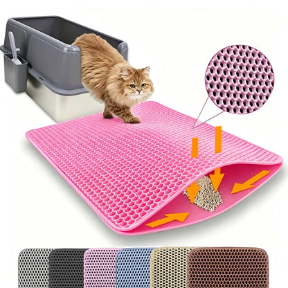 Cat Litter Mat, Double-Layer Honeycomb Litter Trap, Waterproof Washable Plastic Pad in Three Sizes and Six Colors - product view 2