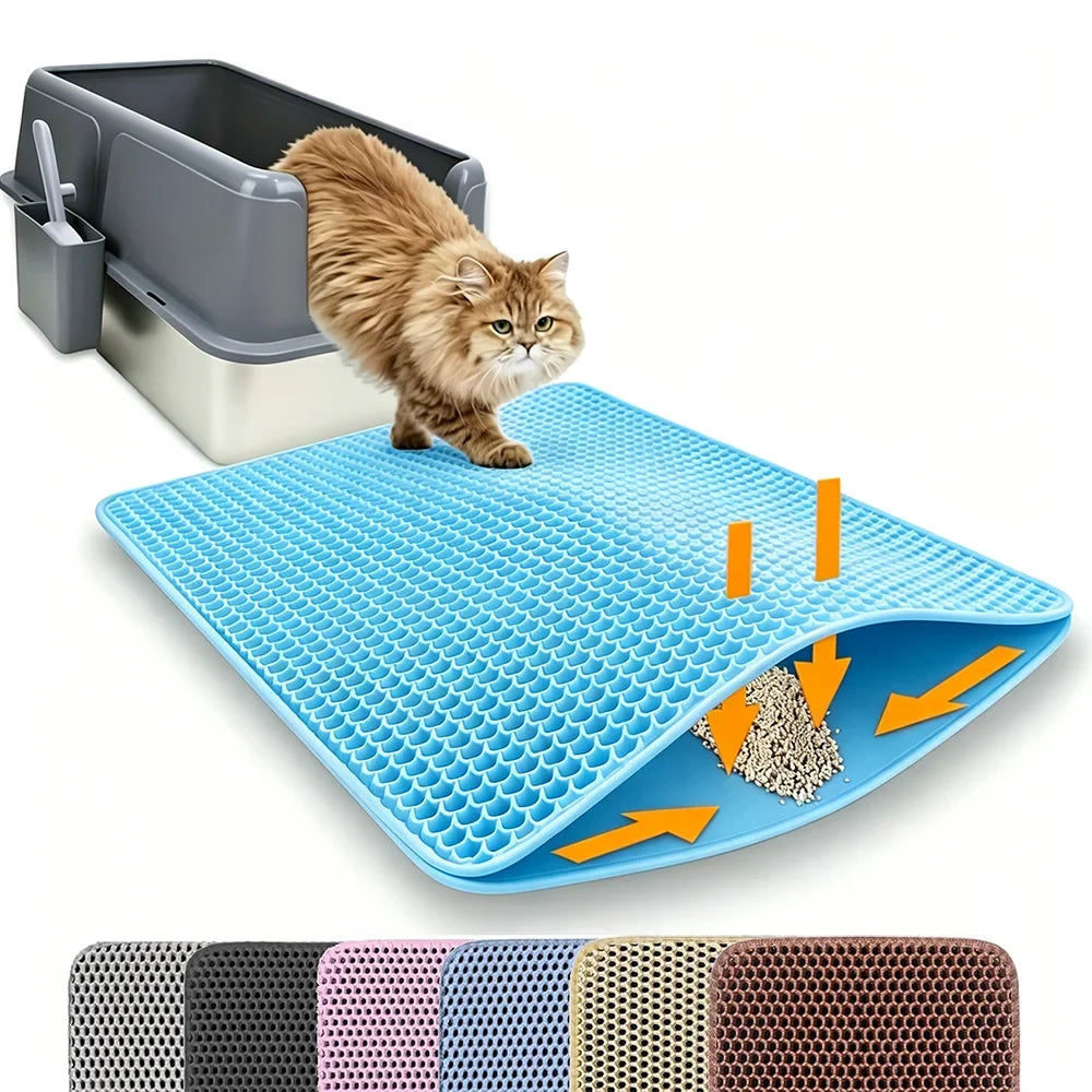 Cat Litter Mat, Double-Layer Honeycomb Litter Trap, Waterproof Washable Plastic Pad in Three Sizes and Six Colors - product view 3
