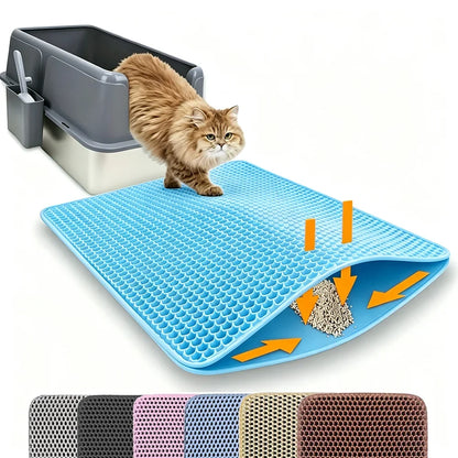 Cat Litter Mat, Double-Layer Honeycomb Litter Trap, Waterproof Washable Plastic Pad in Three Sizes and Six Colors - product view 3