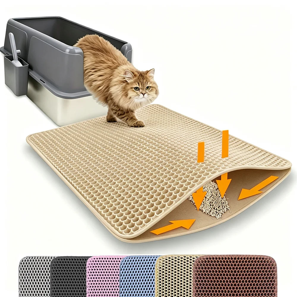 Cat Litter Mat, Double-Layer Honeycomb Litter Trap, Waterproof Washable Plastic Pad in Three Sizes and Six Colors - product view 4