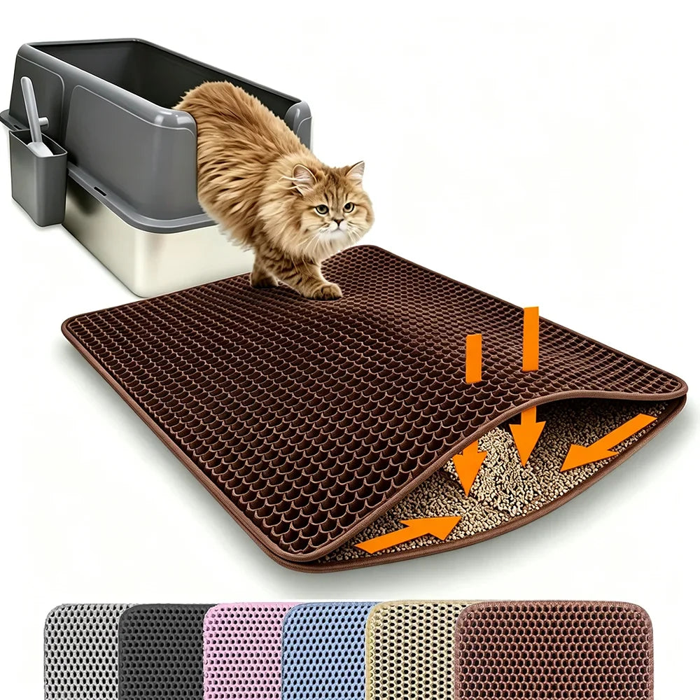 Cat Litter Mat, Double-Layer Honeycomb Litter Trap, Waterproof Washable Plastic Pad in Three Sizes and Six Colors - product view 5