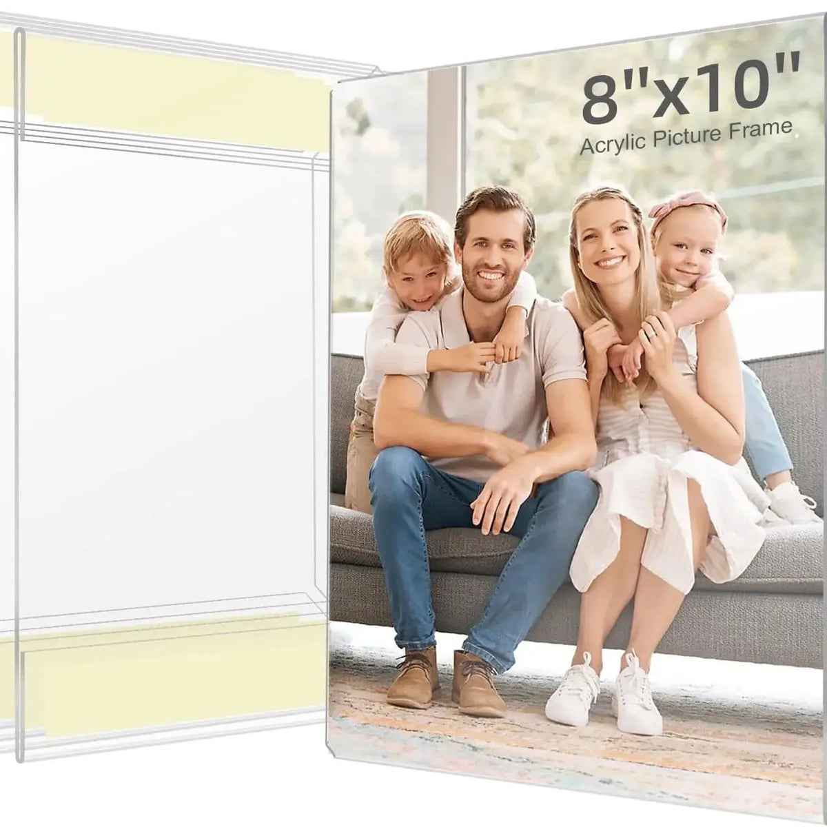 Clear Acrylic Picture Frame Set of 6, Adhesive Wall-Mount Photo Display in 4x6, 5x7 or 8x10 Inch Options - product view 2