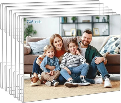 Clear Acrylic Picture Frame Set of 6, Adhesive Wall-Mount Photo Display in 4x6, 5x7 or 8x10 Inch Options - product view 3