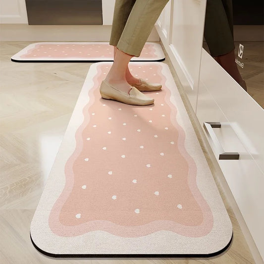 Floral Anti-Fatigue Kitchen Mat, Non-Slip 100% Polyester Floor Rug with PVC Backing, Machine-Made Indoor Home Décor - product view 1