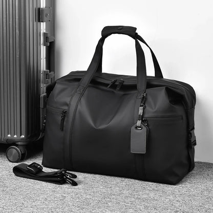 Black Duffel Bag with Adjustable Shoulder Strap, Small or Large Gym, Travel and Sports Bag, Two Size Options - product view 3
