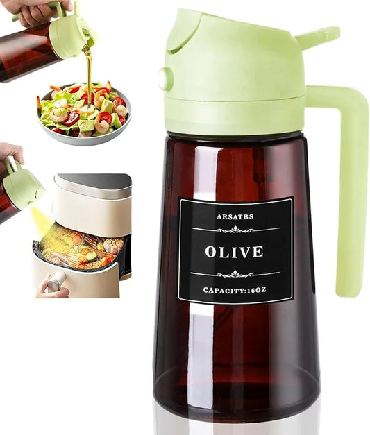 470ml 2-in-1 Glass Oil Dispenser and Sprayer, Leakproof Pour Spout for Cooking, Air Fryer, BBQ and Salad Dressing - product view 1