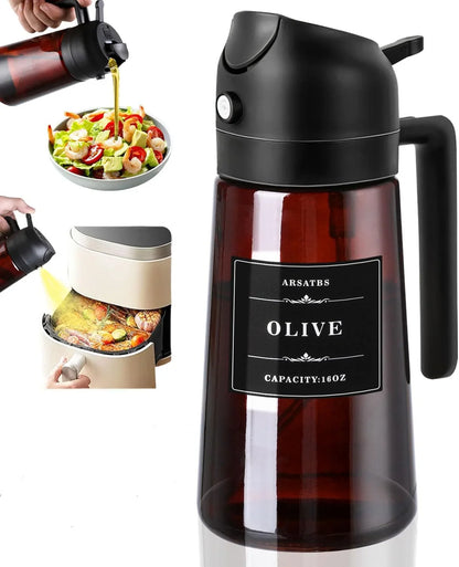 470ml 2-in-1 Glass Oil Dispenser and Sprayer, Leakproof Pour Spout for Cooking, Air Fryer, BBQ and Salad Dressing - product view 3