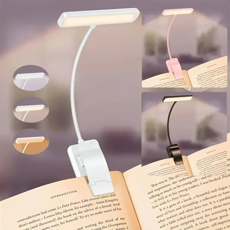 Rechargeable LED Book Light, 1W DC Clip-On Reading Lamp, White Bedside and Study Light with Changeable Lighting - product view 2