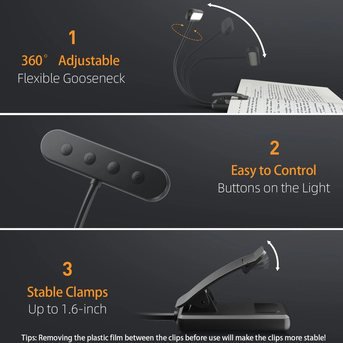 rechargeable reading lamp - product view 5