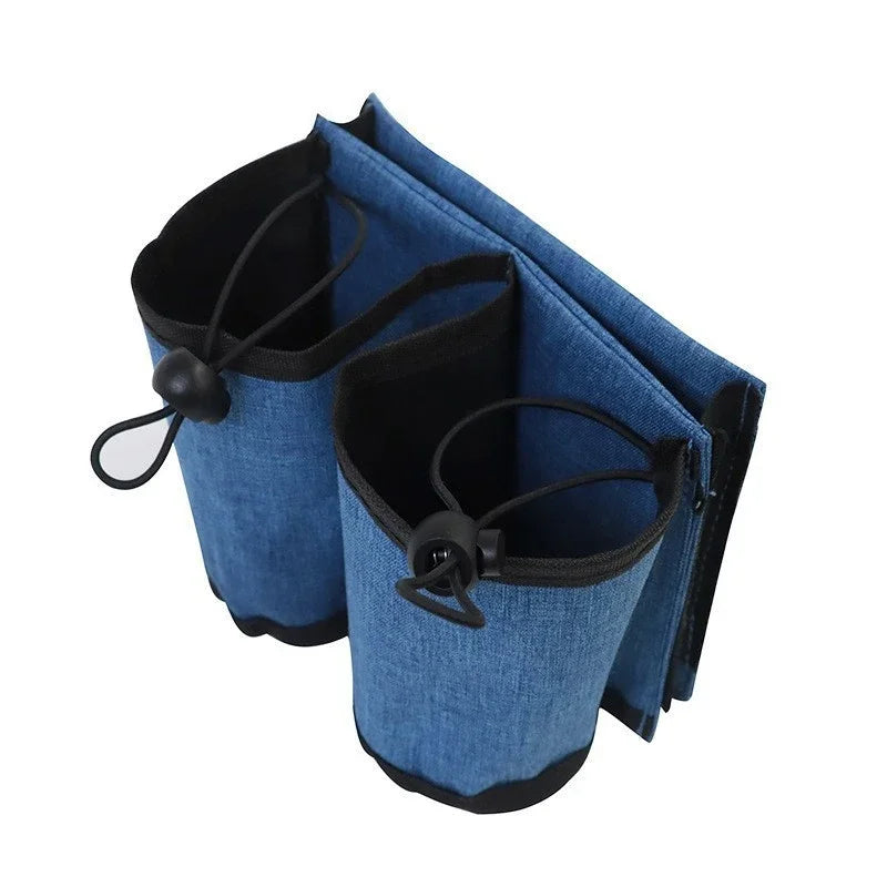 Fabric Luggage Cup Holder Attachment, Lightweight Travel Beverage Bag for Suitcases in Blue, Black, Pink or Grey - product view 1