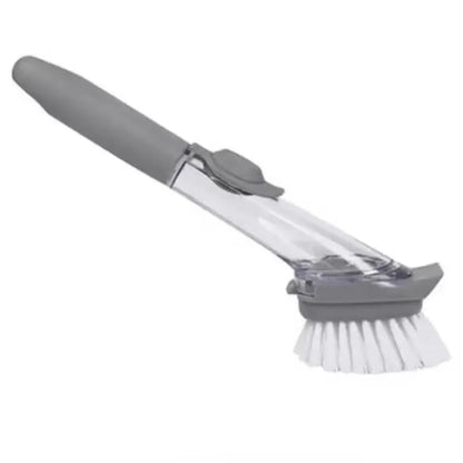 Soap Dispensing Dish Brush, 50 ml Refillable Handle with Scraper, PET Bristles and Detachable Head for Kitchen - product view 2