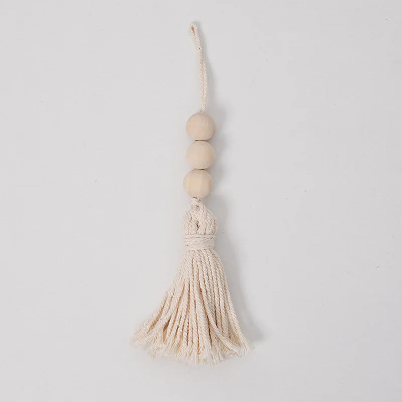 Pastoral Bead Garland with Tassel, Decorative Wall Hanging Accent for Children's Rooms, Shelves and Home Décor - product view 1