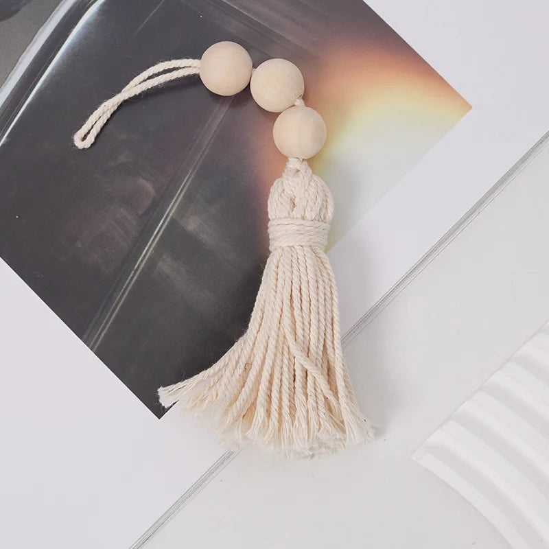 Pastoral Bead Garland with Tassel, Decorative Wall Hanging Accent for Children's Rooms, Shelves and Home Décor - product view 2