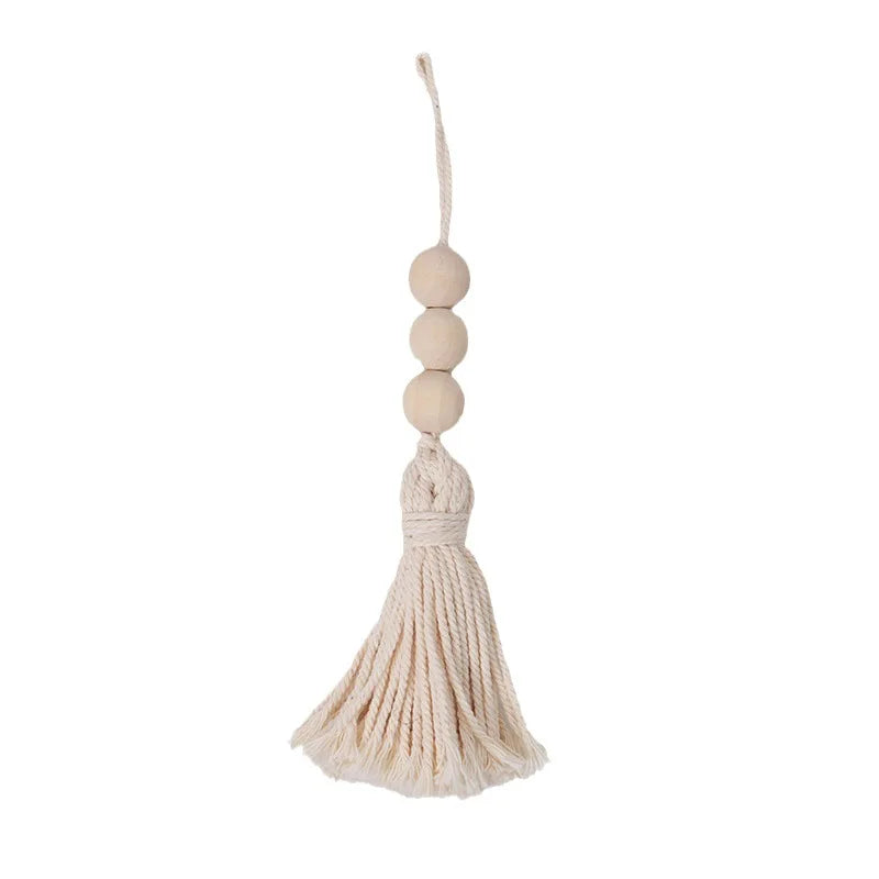 Pastoral Bead Garland with Tassel, Decorative Wall Hanging Accent for Children's Rooms, Shelves and Home Décor - product view 5