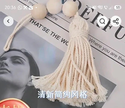 Pastoral Bead Garland with Tassel, Decorative Wall Hanging Accent for Children's Rooms, Shelves and Home Décor - product view 6