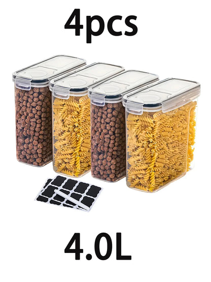 4-Piece 4L Food Storage Container Set, Rectangular Reusable PP Kitchen Canisters with Lids for Pantry Organization - product view 1