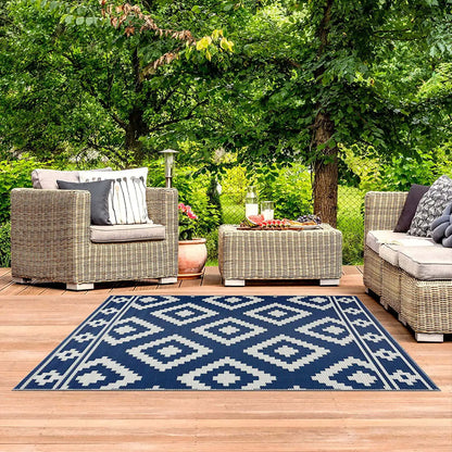 Striped Outdoor Rug, Waterproof Anti-Slip Fade-Resistant Polyester Carpet for Patio, Balcony, Camping and Indoor Floors - product view 1