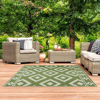 Striped Outdoor Rug, Waterproof Anti-Slip Fade-Resistant Polyester Carpet for Patio, Balcony, Camping and Indoor Floors - product view 3