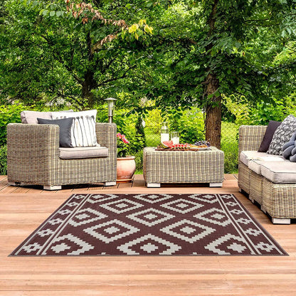 Striped Outdoor Rug, Waterproof Anti-Slip Fade-Resistant Polyester Carpet for Patio, Balcony, Camping and Indoor Floors - product view 4