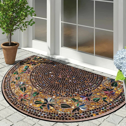 Semi-Circular Outdoor Doormat, Printed Non-Slip Fade-Resistant Floor Mat, Washable Sizes for Entryways and Patios - product view 1
