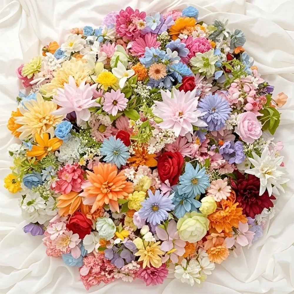 Artificial Silk Flowers, Random Mixed Flower Heads for DIY Crafts, Home Décor, Weddings and Gift Arrangements - product view 1
