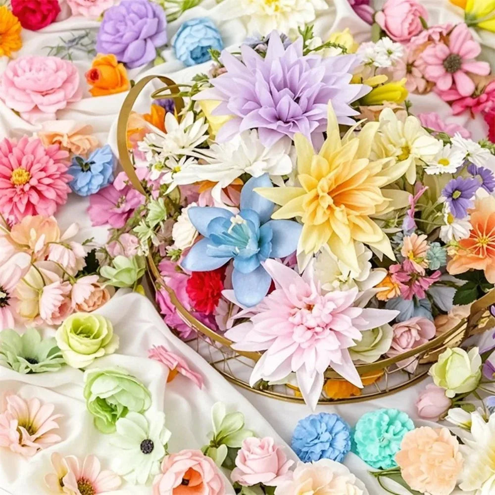 Artificial Silk Flowers, Random Mixed Flower Heads for DIY Crafts, Home Décor, Weddings and Gift Arrangements - product view 3
