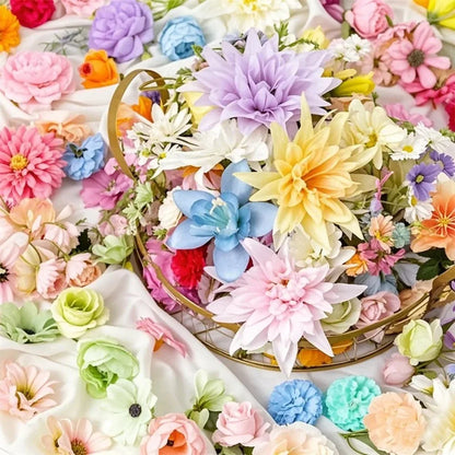 Artificial Silk Flowers, Random Mixed Flower Heads for DIY Crafts, Home Décor, Weddings and Gift Arrangements - product view 3