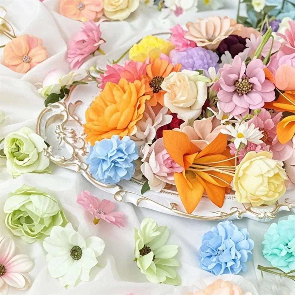 Artificial Silk Flowers, Random Mixed Flower Heads for DIY Crafts, Home Décor, Weddings and Gift Arrangements - product view 5