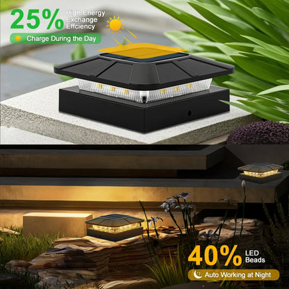 Solar Fence Post Cap Light, 3 Light Modes, 4x4 Post Fit, IP65 Waterproof ABS, Dusk-to-Dawn Outdoor Garden Patio Decor - product view 6