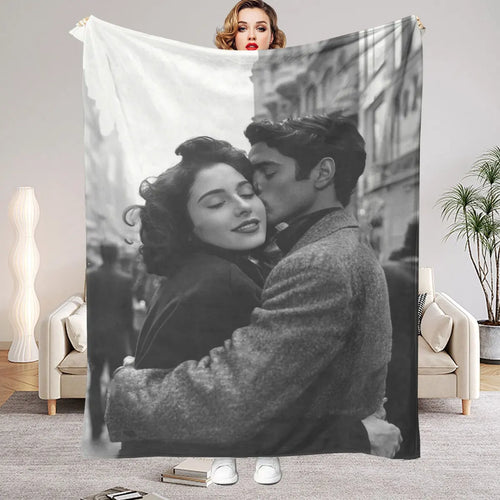 Personalized Photo Travel Blanket, Soft Printed 100% Polyester Throw in 4 Sizes for Sofa, Bed, Car, Picnic and Outdoor Use - product view 1