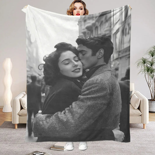 Personalized Photo Travel Blanket, Soft Printed 100% Polyester Throw in 4 Sizes for Sofa, Bed, Car, Picnic and Outdoor Use - product view 1
