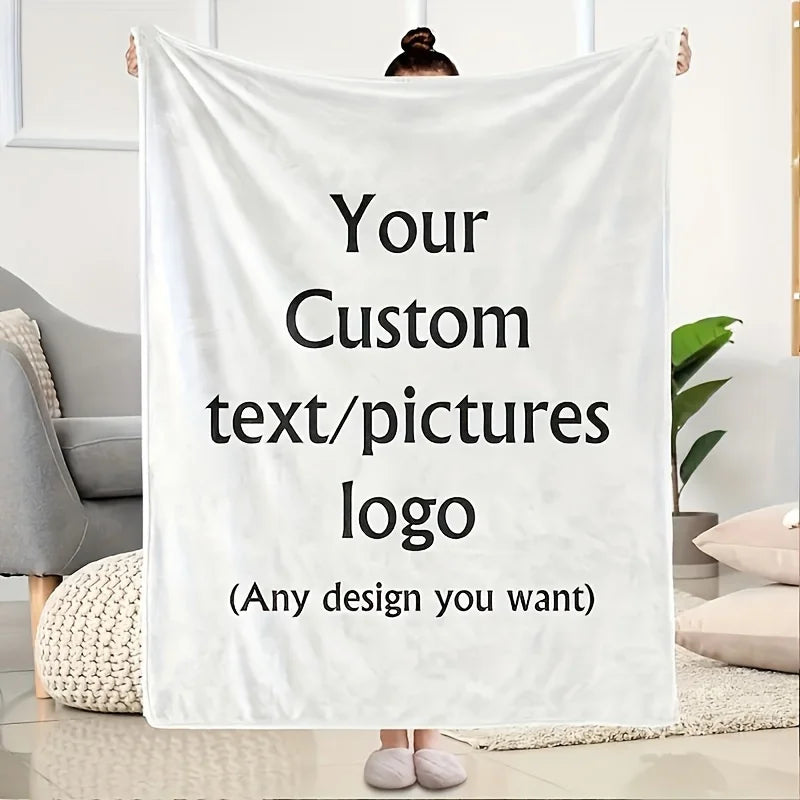 Personalized Photo Travel Blanket, Soft Printed 100% Polyester Throw in 4 Sizes for Sofa, Bed, Car, Picnic and Outdoor Use - product view 2