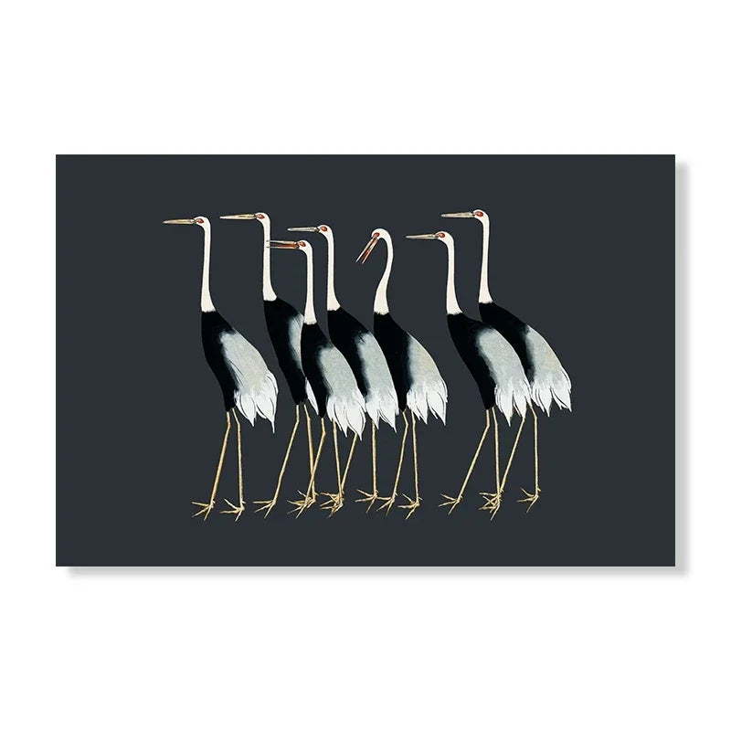 Red Crane Abstract Canvas Wall Art Print, Horizontal Rectangle Spray-Painted Gallery Accent in 5 Sizes for Home Décor - product view 1